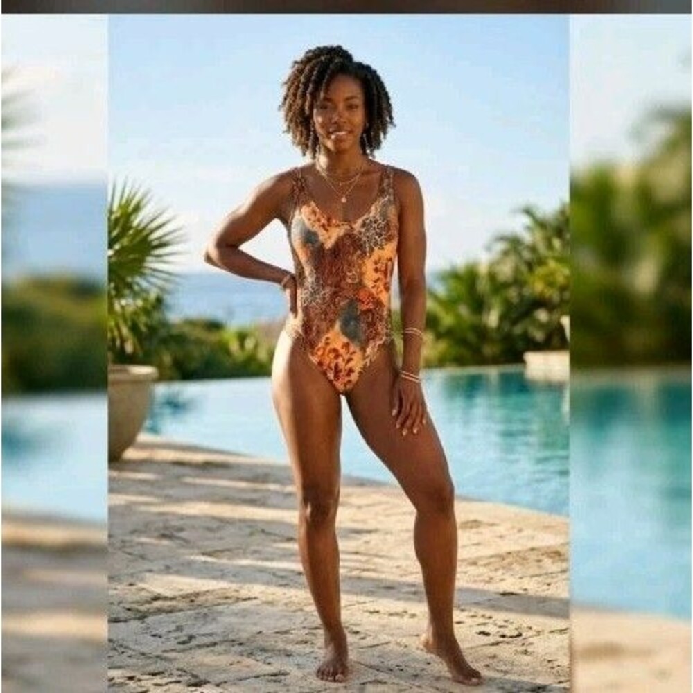 Brazil One Piece Bathing Suit Floral Size L